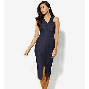 Topstiched Dress-Premium Blue Wash